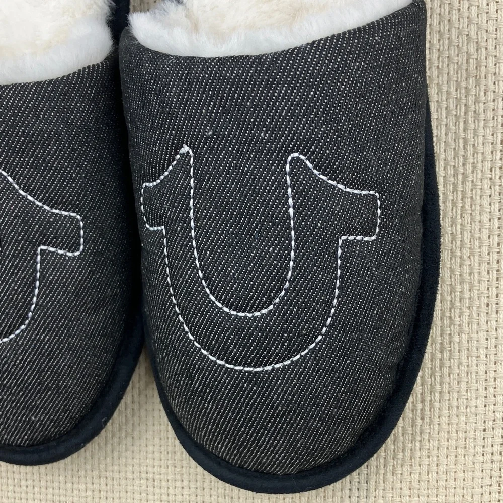 True Religion Horseshoe Slippers Gray NWT